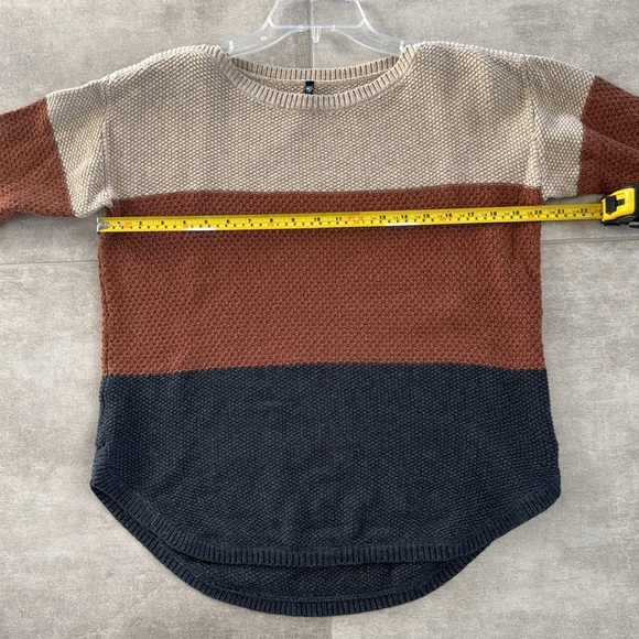 KUHL Bella Stripe Merino Wool Blend Knit Sweater-Blue/Brown/Tan- M - Picture 12 of 12